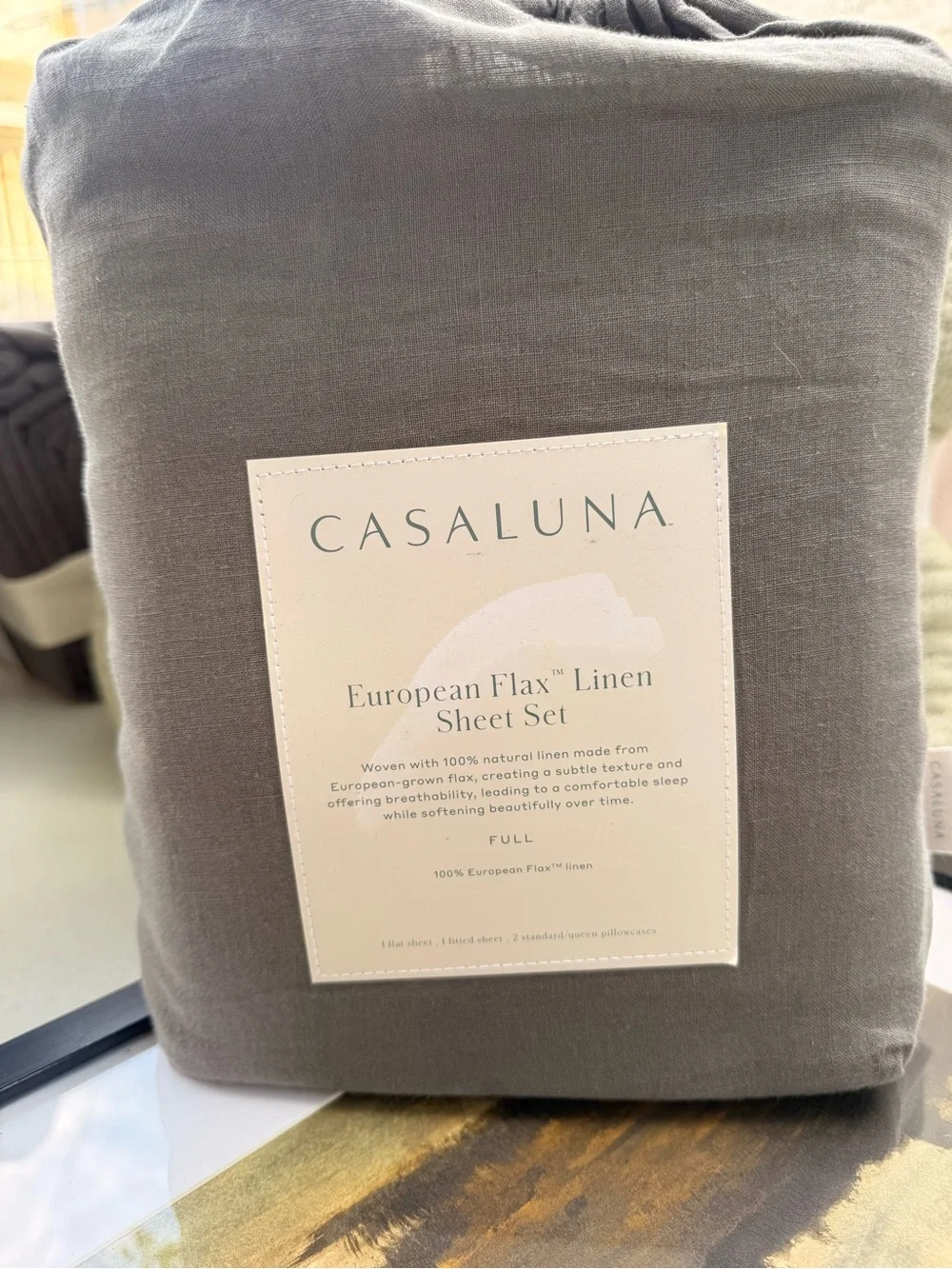 Full 100% Linen Sheet Set Dark Gray - Casaluna™